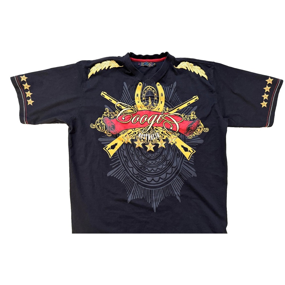Vintage Coogi Shirt Mens 3XL Black Gold Graphic Hip Hop Y2K